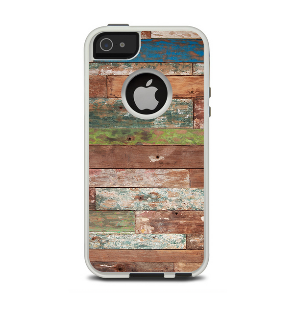 The Vintage Wood Planks Apple iPhone 5-5s Otterbox Commuter Case Skin Set