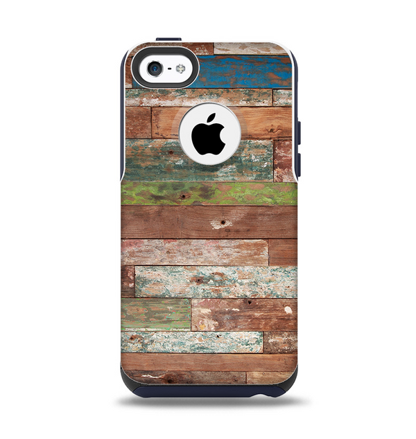 The Vintage Wood Planks Apple iPhone 5c Otterbox Commuter Case Skin Set