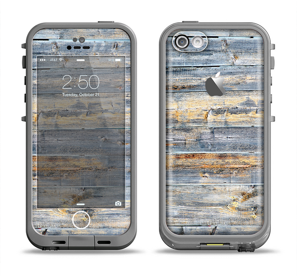 The Vintage Wooden Planks with Yellow Paint Apple iPhone 5c LifeProof Fre Case Skin Set