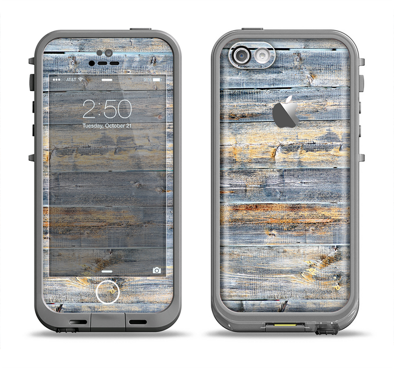 The Vintage Wooden Planks with Yellow Paint Apple iPhone 5c LifeProof Fre Case Skin Set