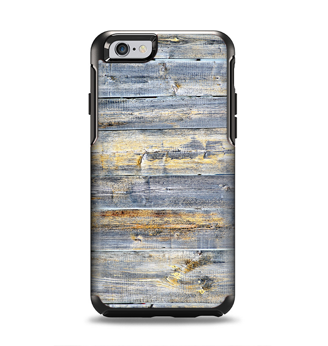 The Vintage Wooden Planks with Yellow Paint Apple iPhone 6 Otterbox Symmetry Case Skin Set