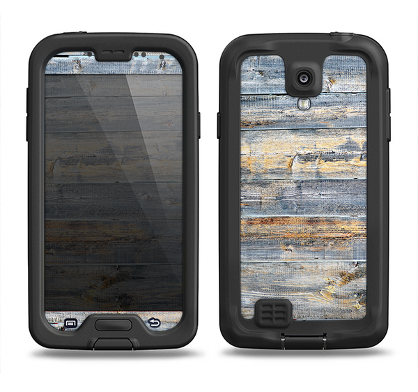 The Vintage Wooden Planks with Yellow Paint Samsung Galaxy S4 LifeProof Nuud Case Skin Set