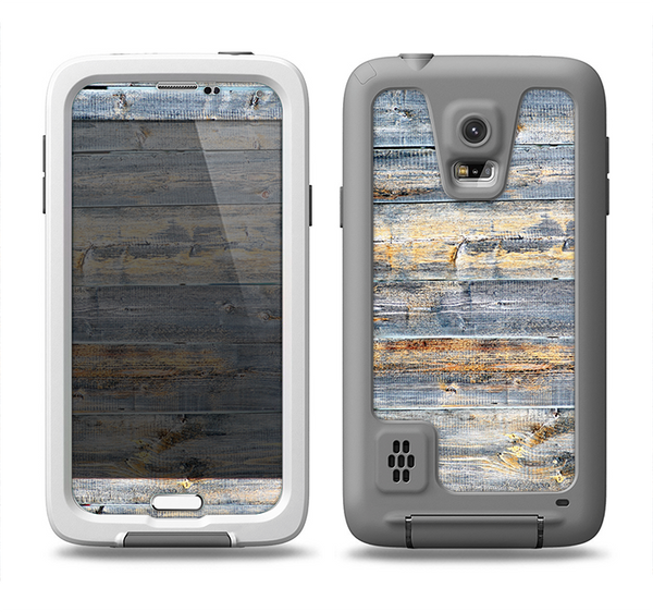 The Vintage Wooden Planks with Yellow Paint Samsung Galaxy S5 LifeProof Fre Case Skin Set