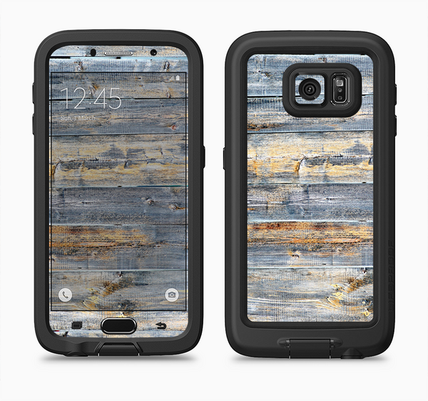 The Vintage Wooden Planks with Yellow Paint Full Body Samsung Galaxy S6 LifeProof Fre Case Skin Kit