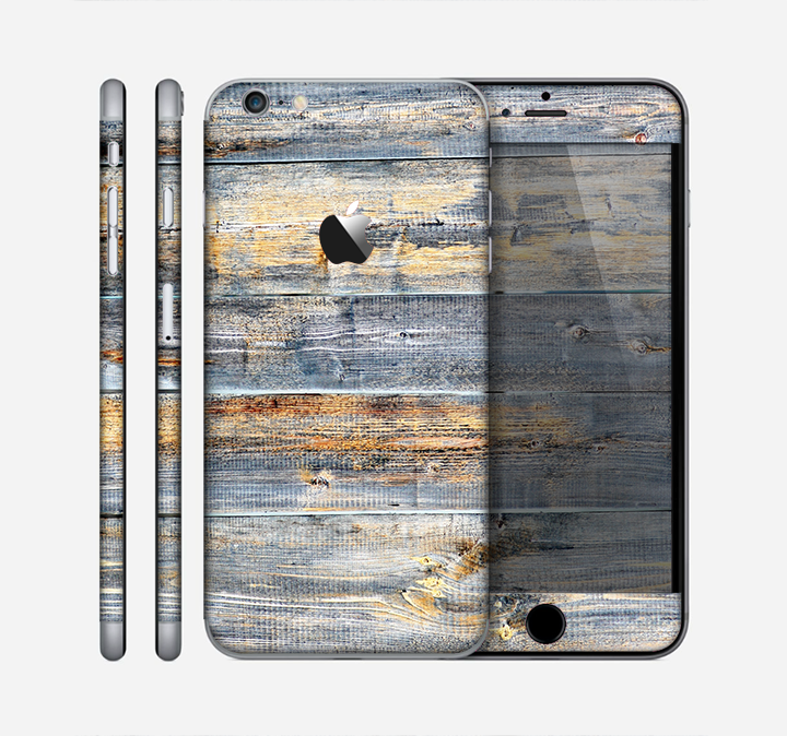 The Vintage Wooden Planks with Yellow Paint Skin for the Apple iPhone 6 Plus