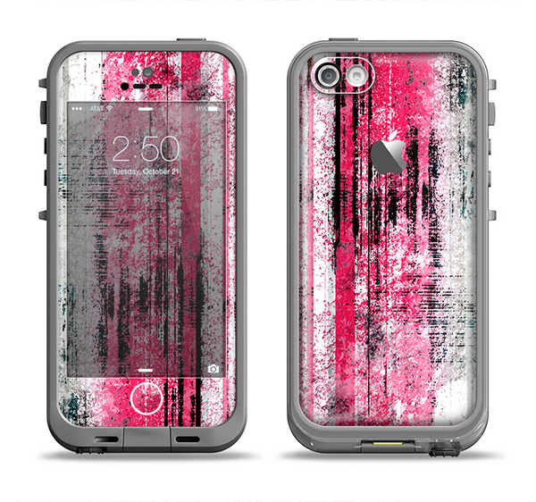 The Vintage Worn Pink Paint Apple iPhone 5c LifeProof Fre Case Skin Set