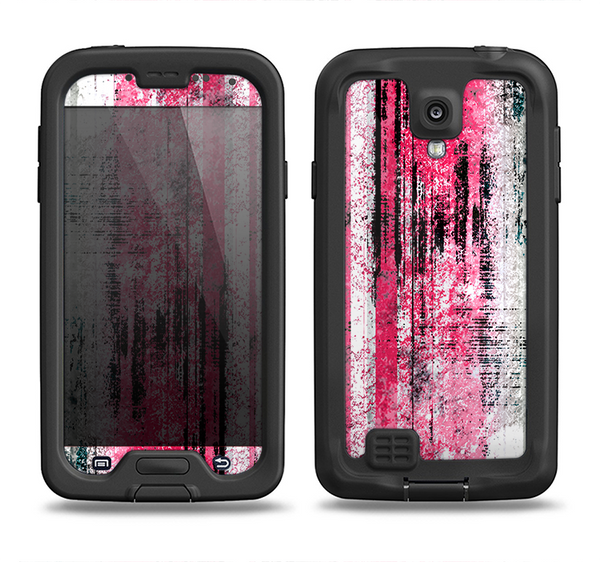 The Vintage Worn Pink Paint Samsung Galaxy S4 LifeProof Nuud Case Skin Set