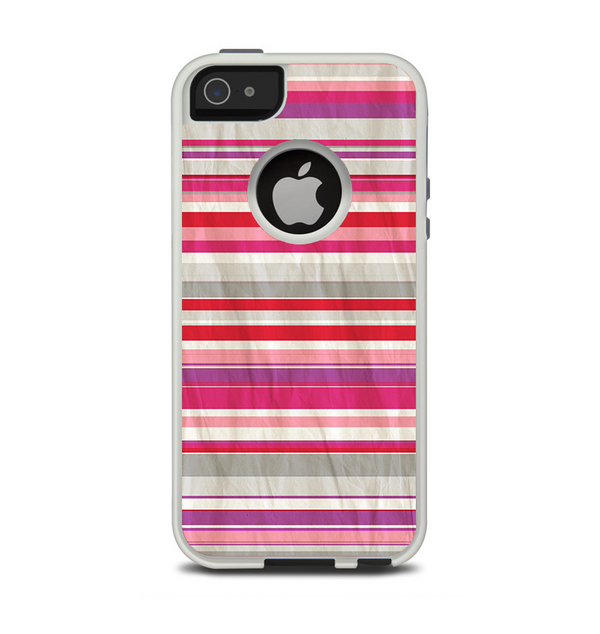 The Vintage Wrinkled Color Tall Stripes Apple iPhone 5-5s Otterbox Commuter Case Skin Set