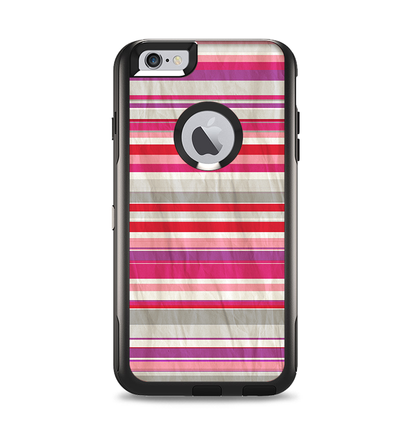 The Vintage Wrinkled Color Tall Stripes Apple iPhone 6 Plus Otterbox Commuter Case Skin Set