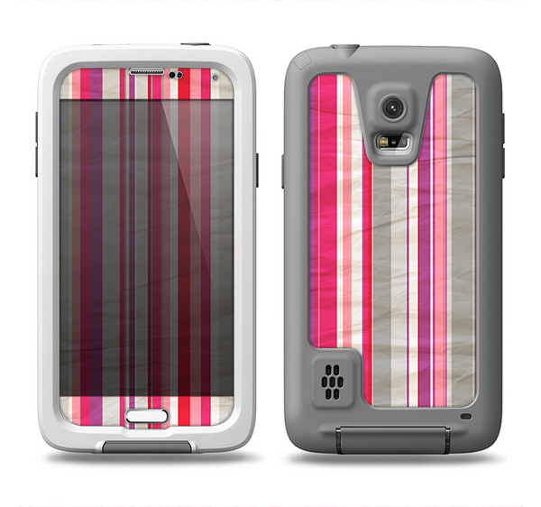 The Vintage Wrinkled Color Tall Stripes Samsung Galaxy S5 LifeProof Fre Case Skin Set