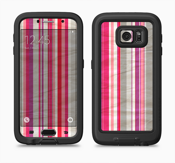 The Vintage Wrinkled Color Tall Stripes Full Body Samsung Galaxy S6 LifeProof Fre Case Skin Kit