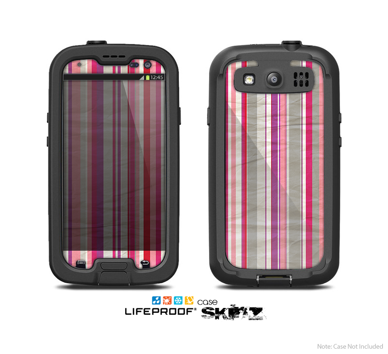 The Vintage Wrinkled Color Tall Stripes Skin For The Samsung Galaxy S3 LifeProof Case