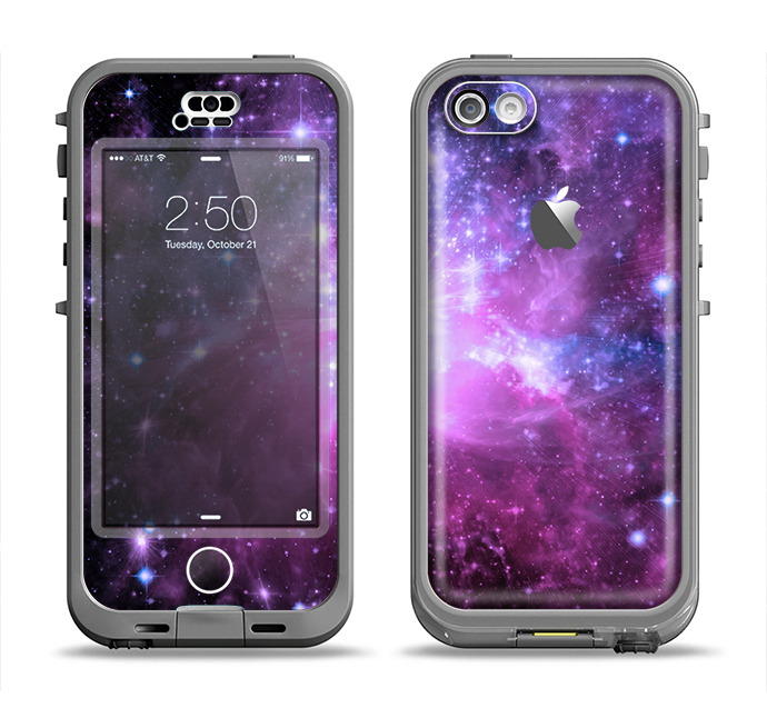 The Violet Glowing Nebula Apple iPhone 5c LifeProof Nuud Case Skin Set