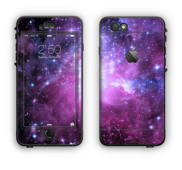 The Violet Glowing Nebula Apple iPhone 6 LifeProof Nuud Case Skin Set