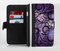 The Violet with Black Highlighted Spirals Ink-Fuzed Leather Folding Wallet Credit-Card Case for the Apple iPhone 6/6s, 6/6s Plus, 5/5s and 5c