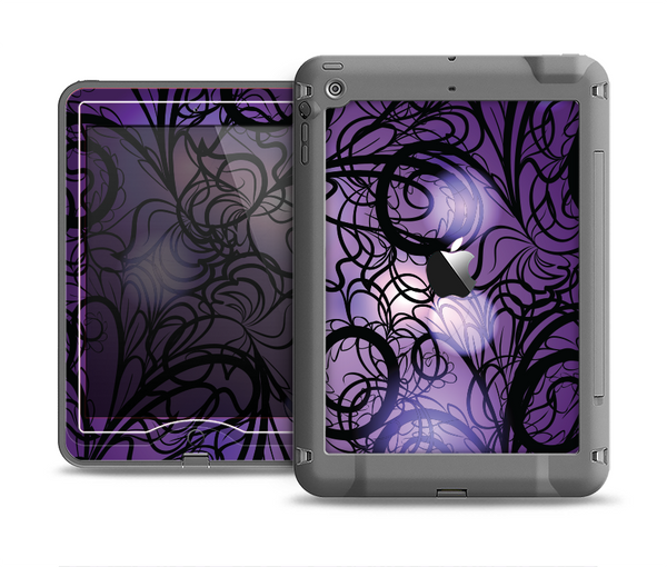 The Violet with Black Highlighted Spirals Apple iPad Mini LifeProof Nuud Case Skin Set