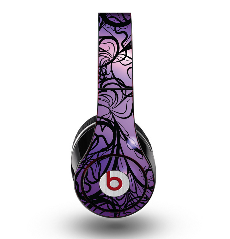 The Violet with Black Highlighted Spirals Skin for the Original Beats by Dre Studio Headphones