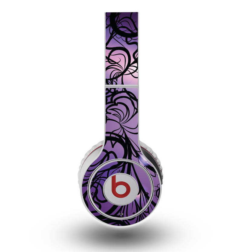 The Violet with Black Highlighted Spirals Skin for the Original Beats by Dre Wireless Headphones
