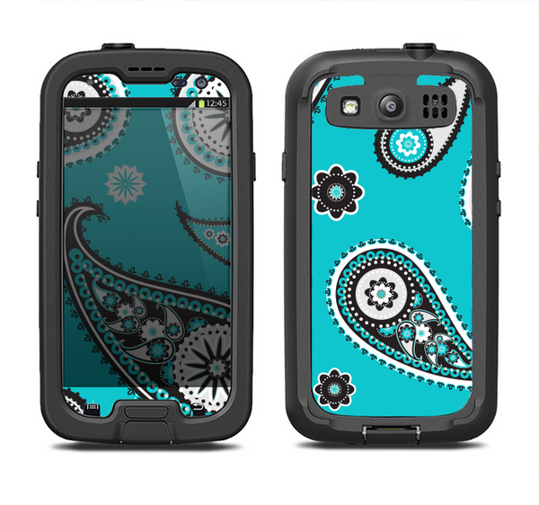 The Vivid Blue & Black Paisley Design Samsung Galaxy S4 LifeProof Nuud Case Skin Set