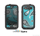 The Vivid Blue & Black Paisley Design Skin For The Samsung Galaxy S3 LifeProof Case