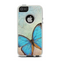 The Vivid Blue Butterfly On Textile Apple iPhone 5-5s Otterbox Commuter Case Skin Set