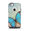 The Vivid Blue Butterfly On Textile Apple iPhone 5c Otterbox Commuter Case Skin Set
