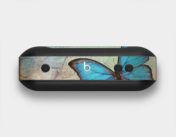 The Vivid Blue Butterfly On Textile Skin Set for the Beats Pill Plus
