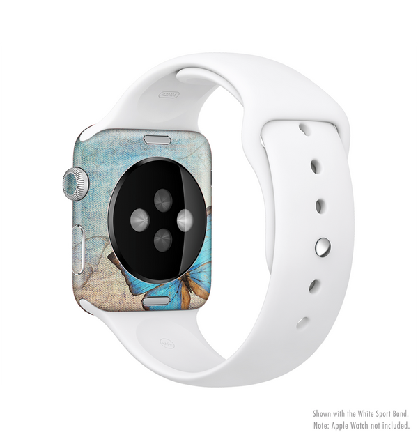 The Vivid Blue Butterfly On Textile Full-Body Skin Kit for the Apple Watch