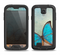 The Vivid Blue Butterfly On Textile Samsung Galaxy S4 LifeProof Nuud Case Skin Set