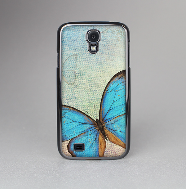 The Vivid Blue Butterfly On Textile Skin-Sert Case for the Samsung Galaxy S4