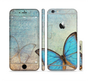 The Vivid Blue Butterfly On Textile Sectioned Skin Series for the Apple iPhone 6s Plus