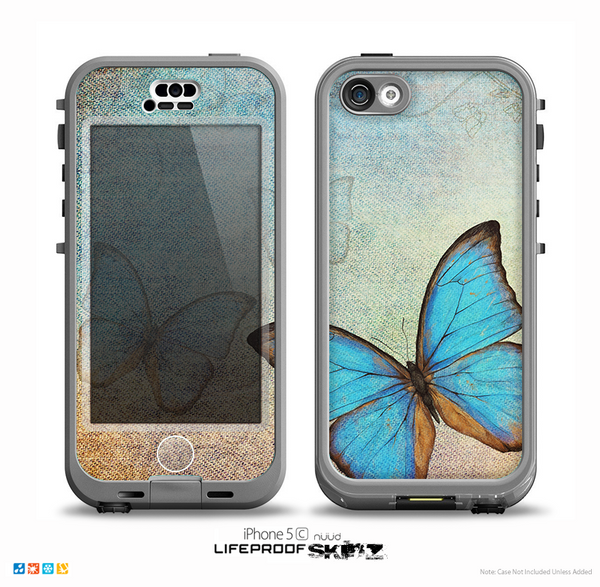The Vivid Blue Butterfly On Textile Skin for the iPhone 5c nüüd LifeProof Case