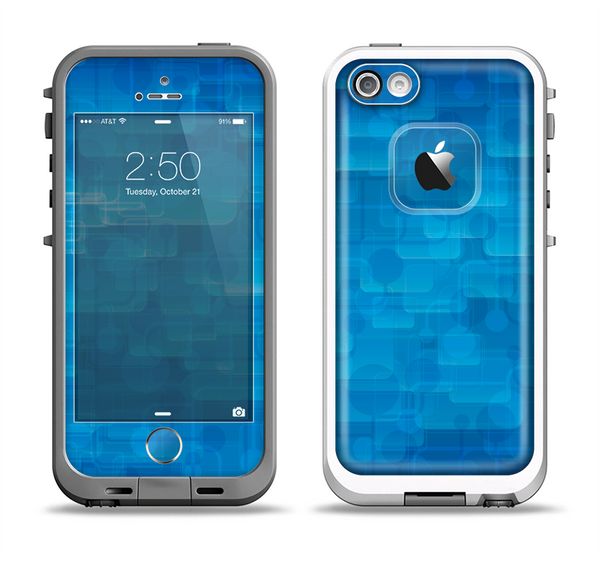 The Vivid Blue Techno Lines Apple iPhone 5-5s LifeProof Fre Case Skin Set