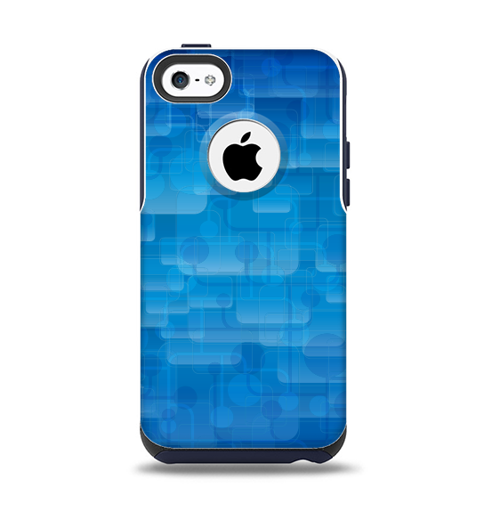 The Vivid Blue Techno Lines Apple iPhone 5c Otterbox Commuter Case Skin Set