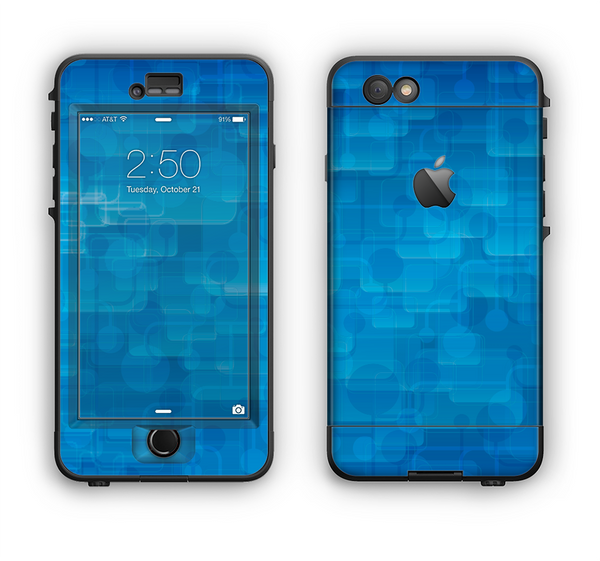 The Vivid Blue Techno Lines Apple iPhone 6 LifeProof Nuud Case Skin Set