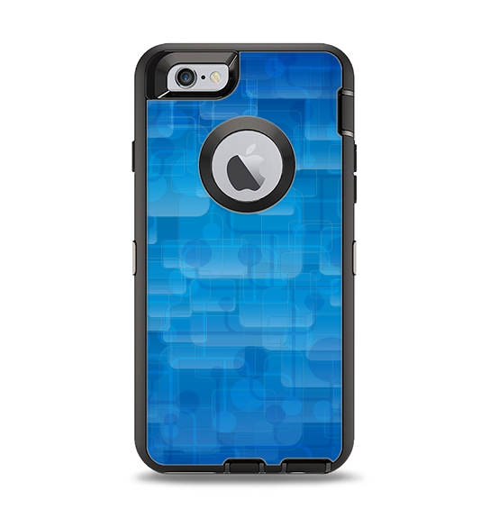 The Vivid Blue Techno Lines Apple iPhone 6 Otterbox Defender Case Skin Set