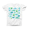 The Vivid Blue Watercolor Sea Creatures ink-Fuzed Front Spot Graphic Unisex Soft-Fitted Tee Shirt