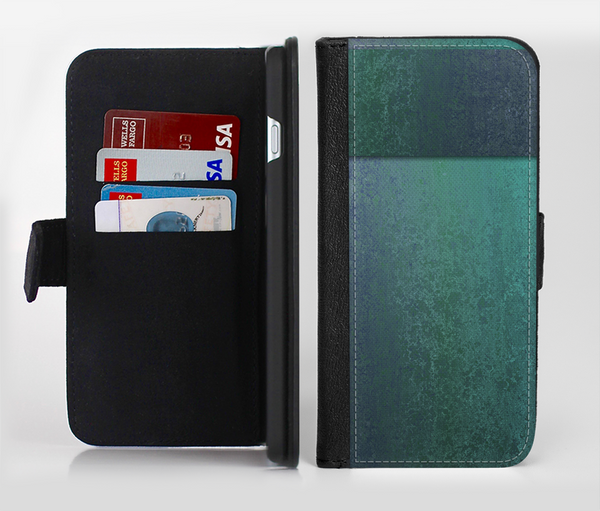 The Vivid Emerald Green Sponge Texture Ink-Fuzed Leather Folding Wallet Credit-Card Case for the Apple iPhone 6/6s, 6/6s Plus, 5/5s and 5c