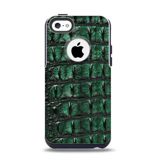 The Vivid Green Crocodile Skin Apple iPhone 5c Otterbox Commuter Case Skin Set