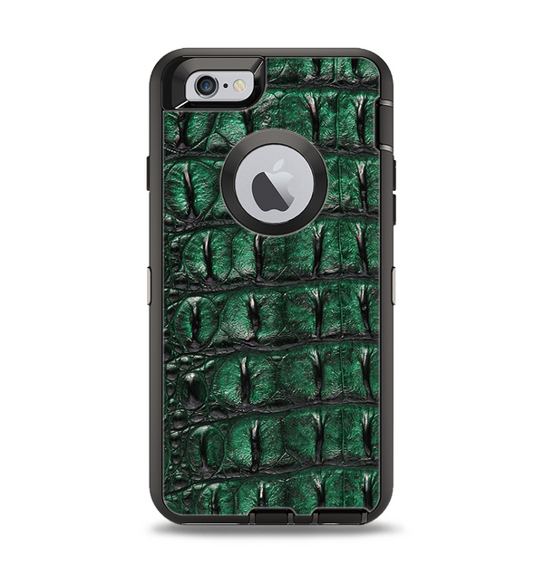 The Vivid Green Crocodile Skin Apple iPhone 6 Otterbox Defender Case Skin Set