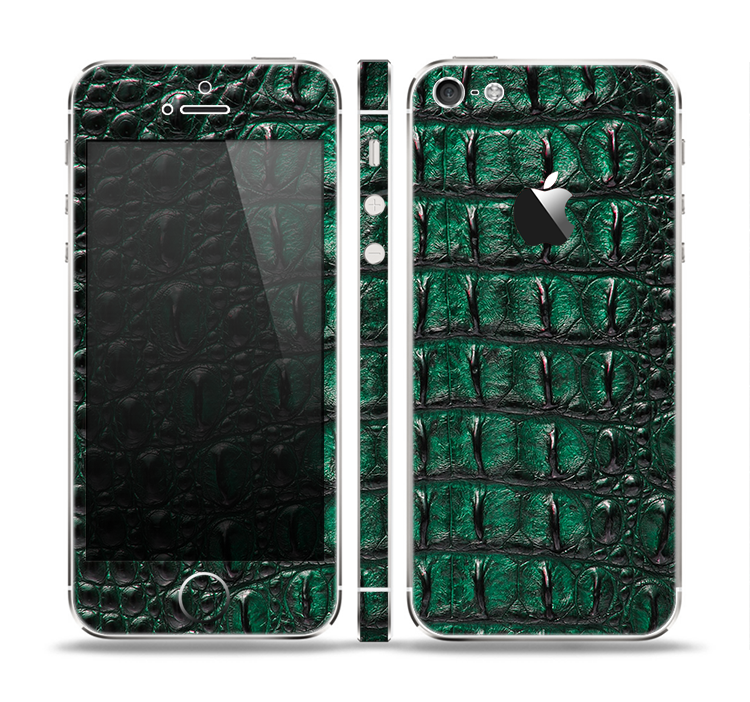 The Vivid Green Crocodile Skin Skin Set for the Apple iPhone 5