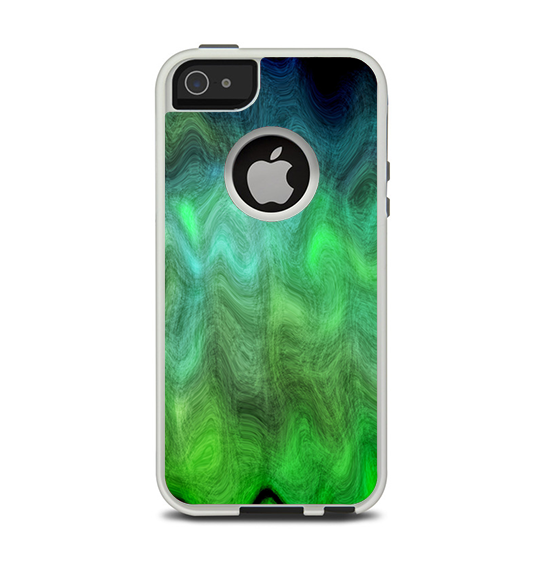 The Vivid Green Sagging Painted Surface Apple iPhone 5-5s Otterbox Commuter Case Skin Set