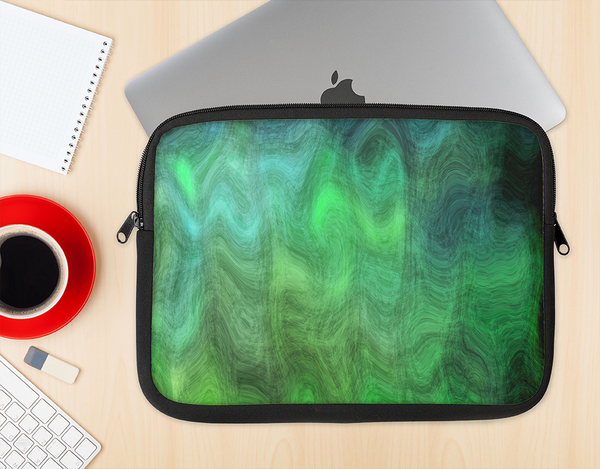 The Vivid Green Sagging Painted Surface Ink-Fuzed NeoPrene MacBook Laptop Sleeve