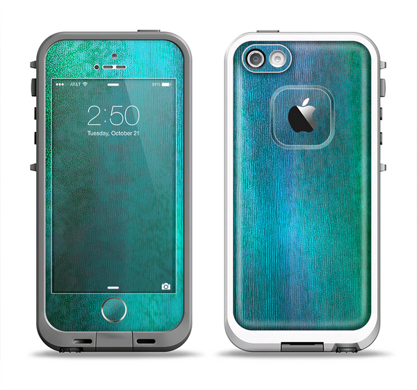 The Vivid Green Watercolor Panel Apple iPhone 5-5s LifeProof Fre Case Skin Set