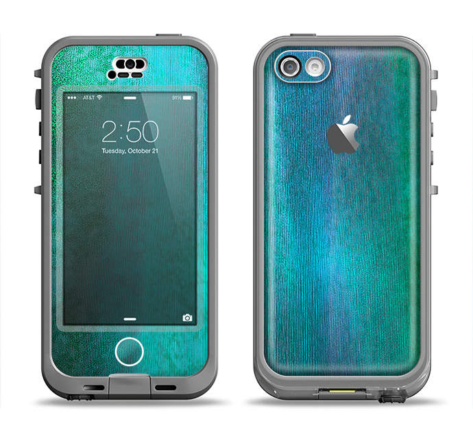 The Vivid Green Watercolor Panel Apple iPhone 5c LifeProof Nuud Case Skin Set