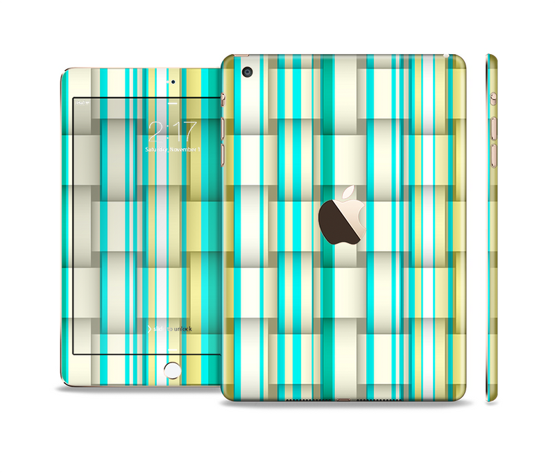 The Vivid Green and Yellow Woven Pattern Full Body Skin Set for the Apple iPad Mini 3
