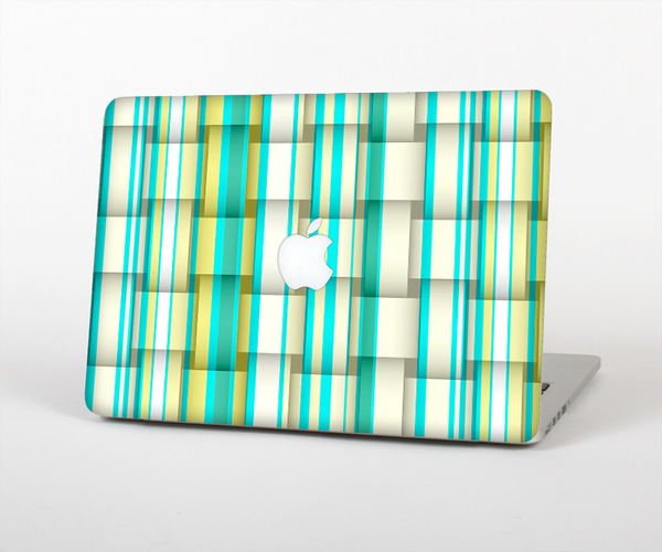 The Vivid Green and Yellow Woven Pattern Skin Set for the Apple MacBook Pro 15" with Retina Display