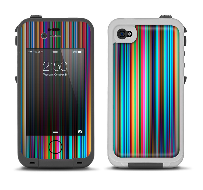 The Vivid Multicolored Stripes Apple iPhone 4-4s LifeProof Fre Case Skin Set