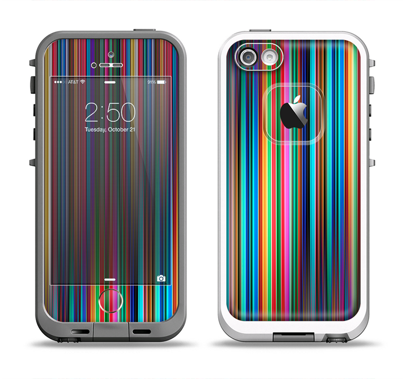 The Vivid Multicolored Stripes Apple iPhone 5-5s LifeProof Fre Case Skin Set