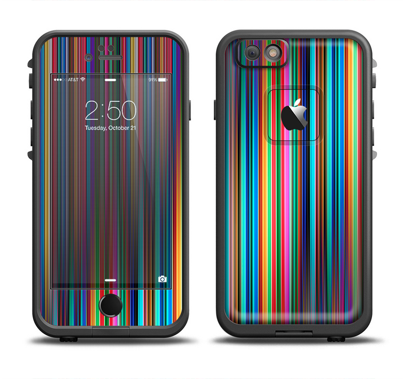 The Vivid Multicolored Stripes Apple iPhone 6/6s Plus LifeProof Fre Case Skin Set